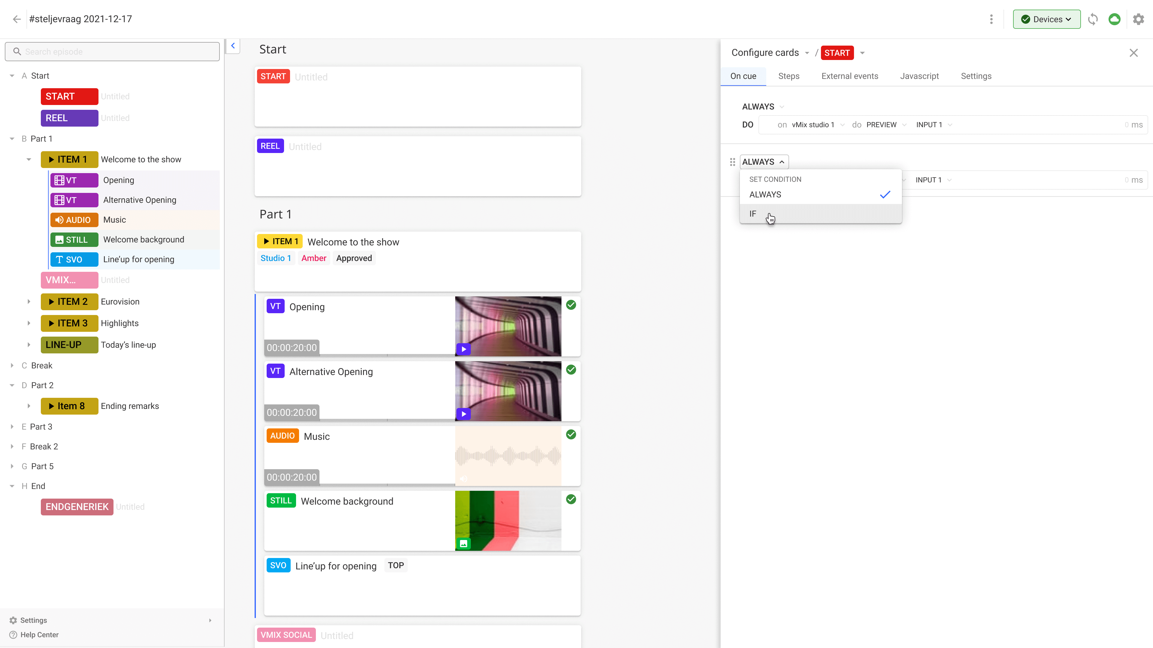 Automation setup: Conditions