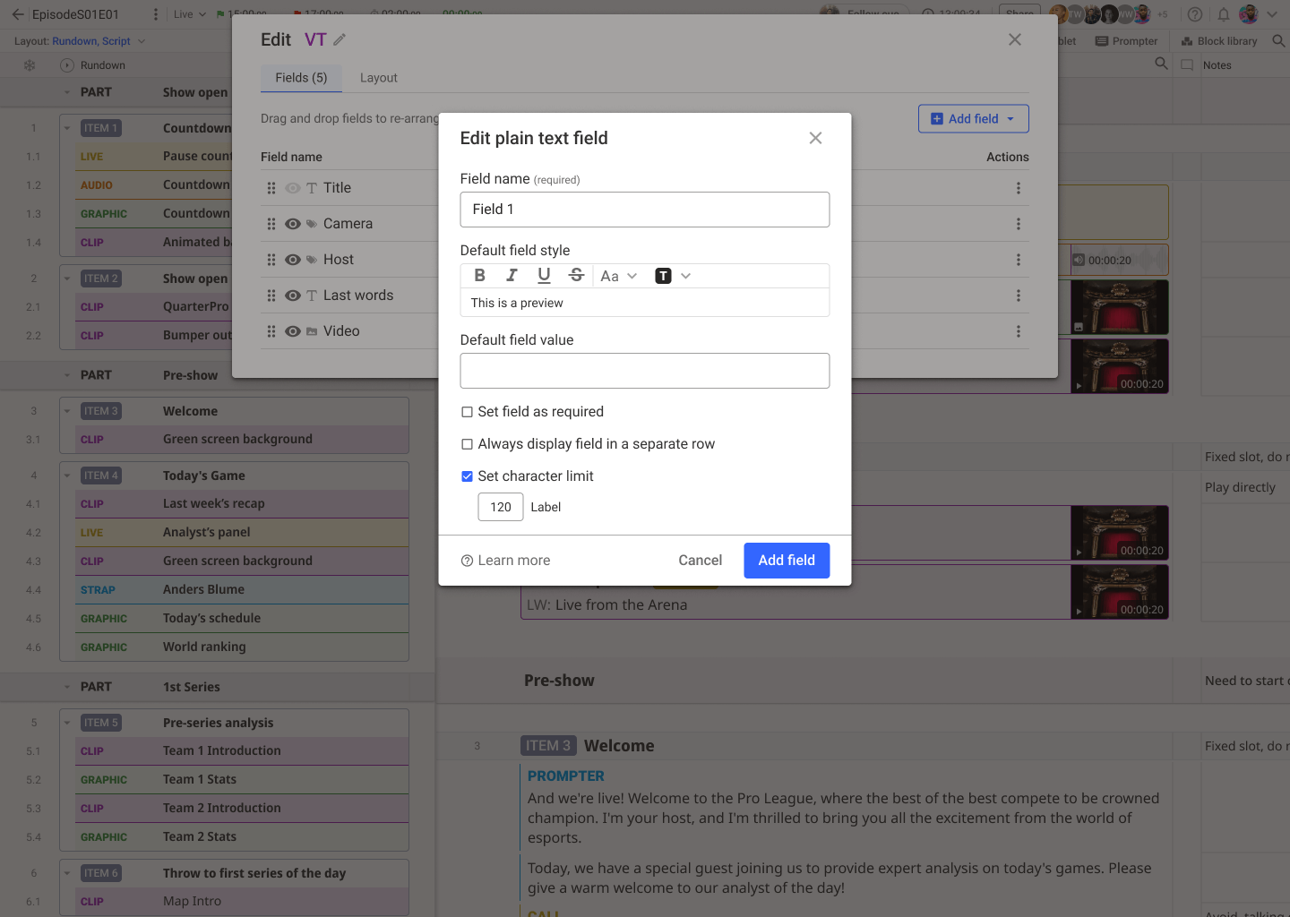 Users can edit field settings